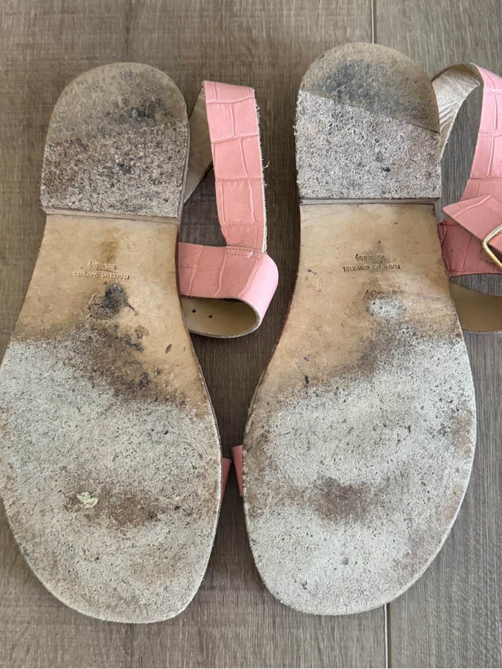 Mansur Gavriel Genuine Leather Pink Sandals Shoes 37 Made In Italy Flats Summer - Picture 9 of 9